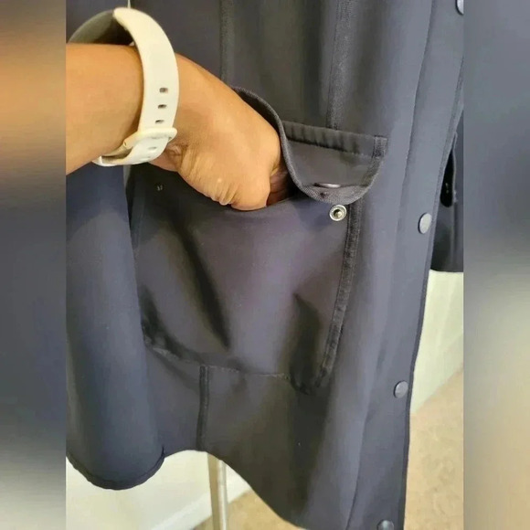 DKNY Blue Longline Water Resistant Drawstring Waist Hooded Parka Jacket(S) - Picture 6 of 10